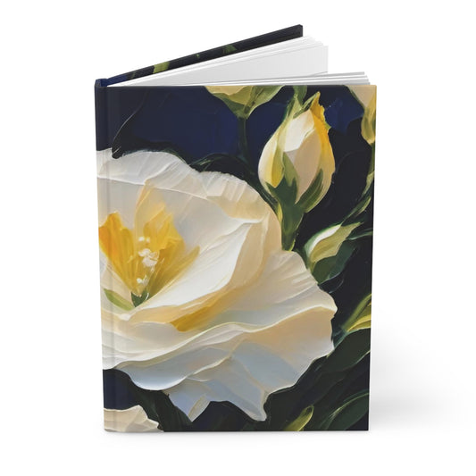 White Lisianthus Flower Hardcover Journal Matte 5.75X8 150 Pages