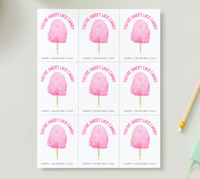 Printable Valentine Exchange Cards - Cotton Candy