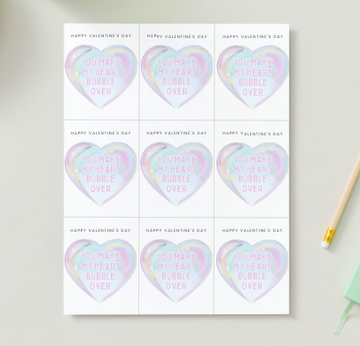 Printable Valentine Exchange Cards - Bubbles
