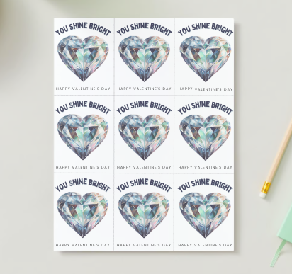 Printable Valentine Exchange Cards - Diamond