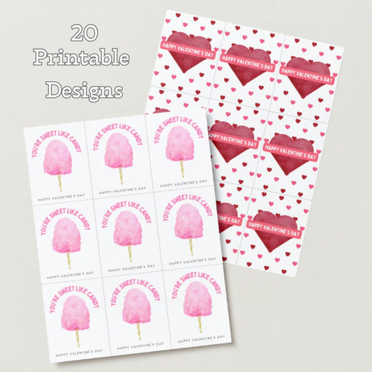 Printable Valentine Exchange Cards - 20 Design Bundle