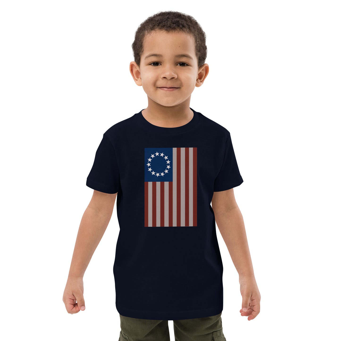 Organic cotton kids Betsy Ross American Flag t-shirt
