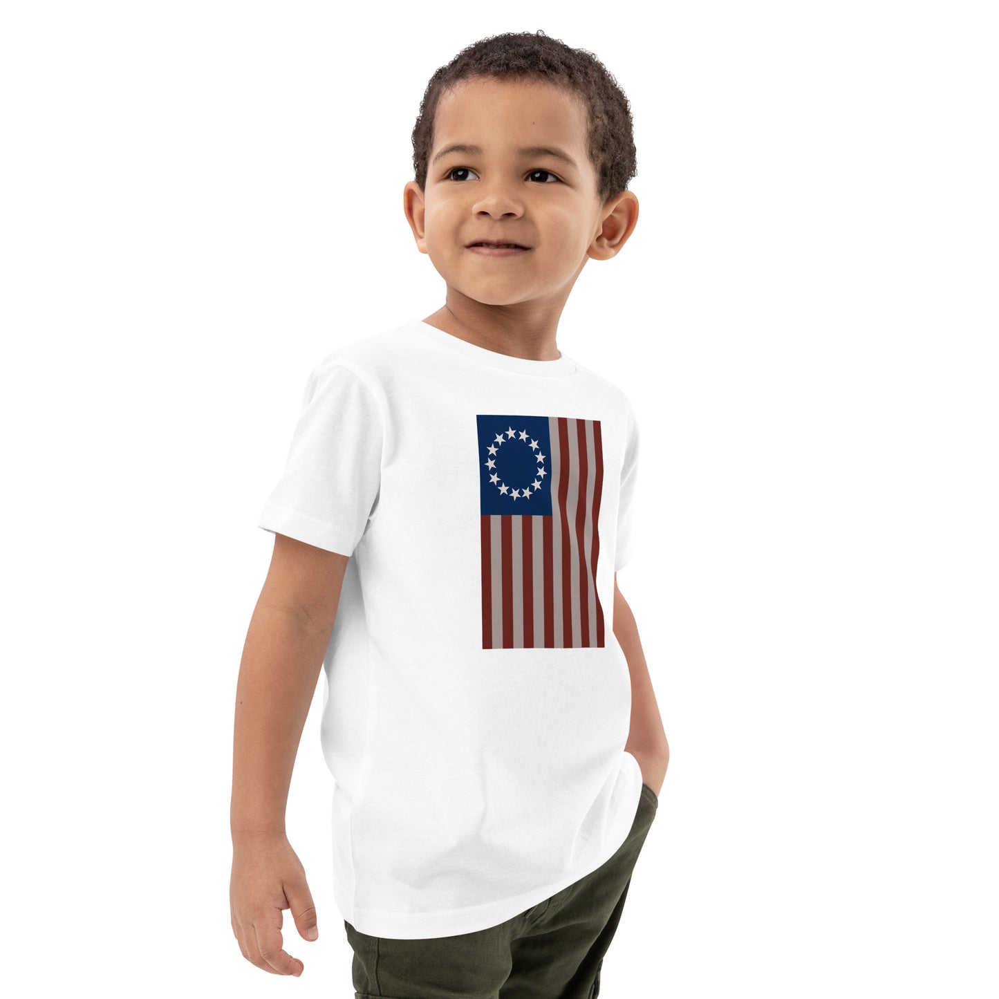 Organic cotton kids Betsy Ross American Flag t-shirt